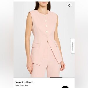 Veronica Beard Lois Linen Sleeveless Pink Blazer Vest